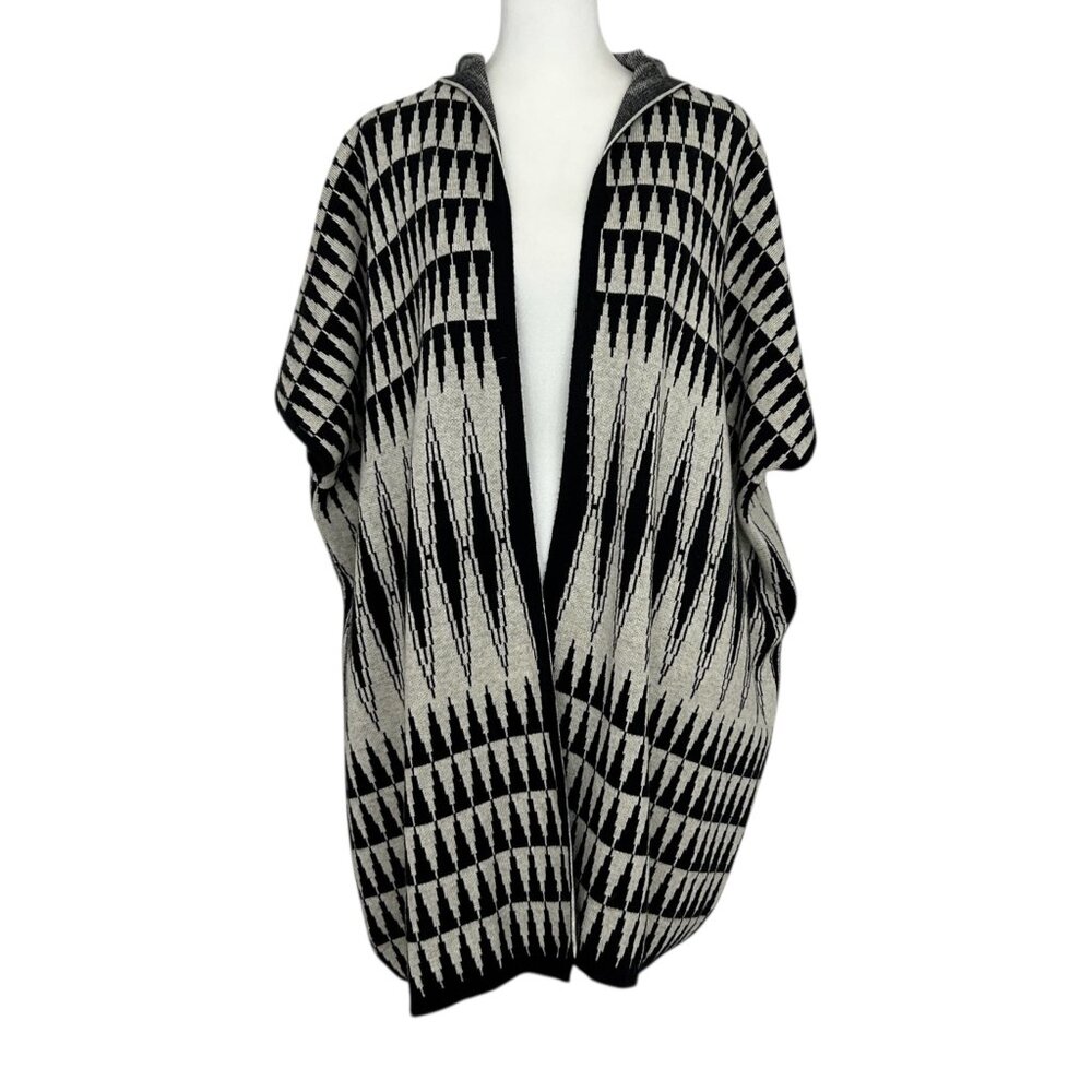 Michael Stars Hooded Southwestern Aztec‎ Triangle Banded Cape Knit Cardigan NWT
